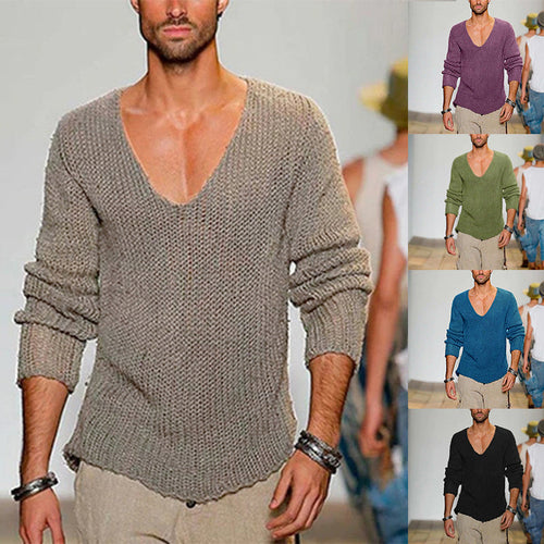 Amarae | Men's casual knit sweater with deep V-neck and comfortable fit