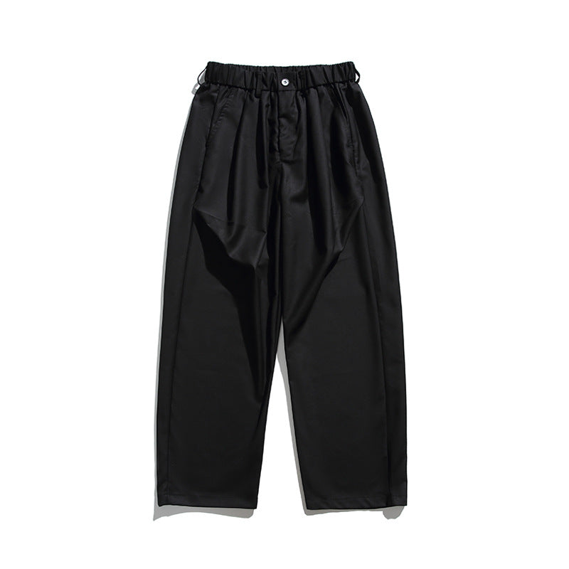 Men's wide pleated pants with elastic drawstring waistband and cropped cut Amarae