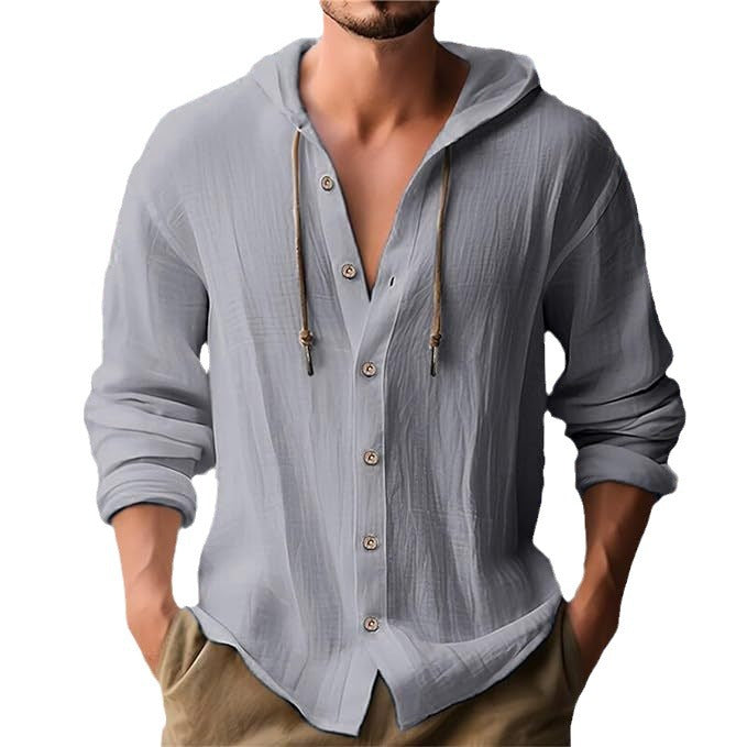 Casual hoodie shirt for men with button placket and elastic sleeves Lune London