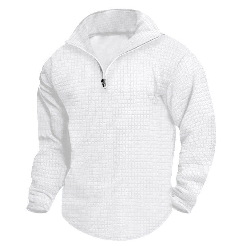 Pull en polyester à col montant pour homme, avec fermeture éclair pratique et design texturé Lune London