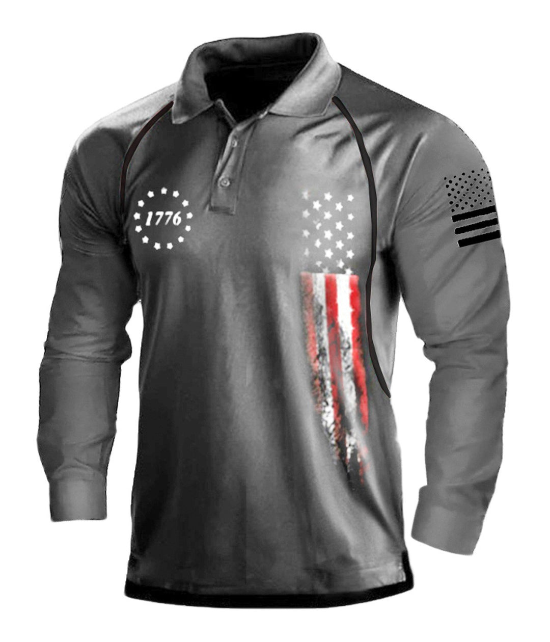 Men's long sleeve polo shirt with a patriotic design and a functional fit Amarae