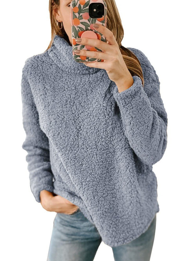 Pull en molleton confortable pour femmes avec col montant et surface texturée Chic & Stil