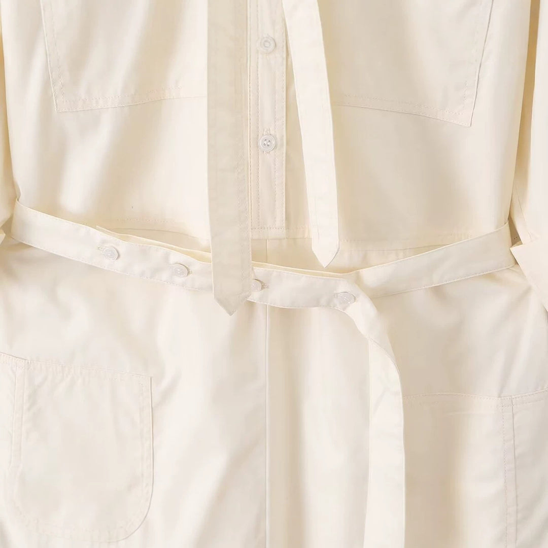 Women’s overall with bow collar, waistband and wide legs Amarae