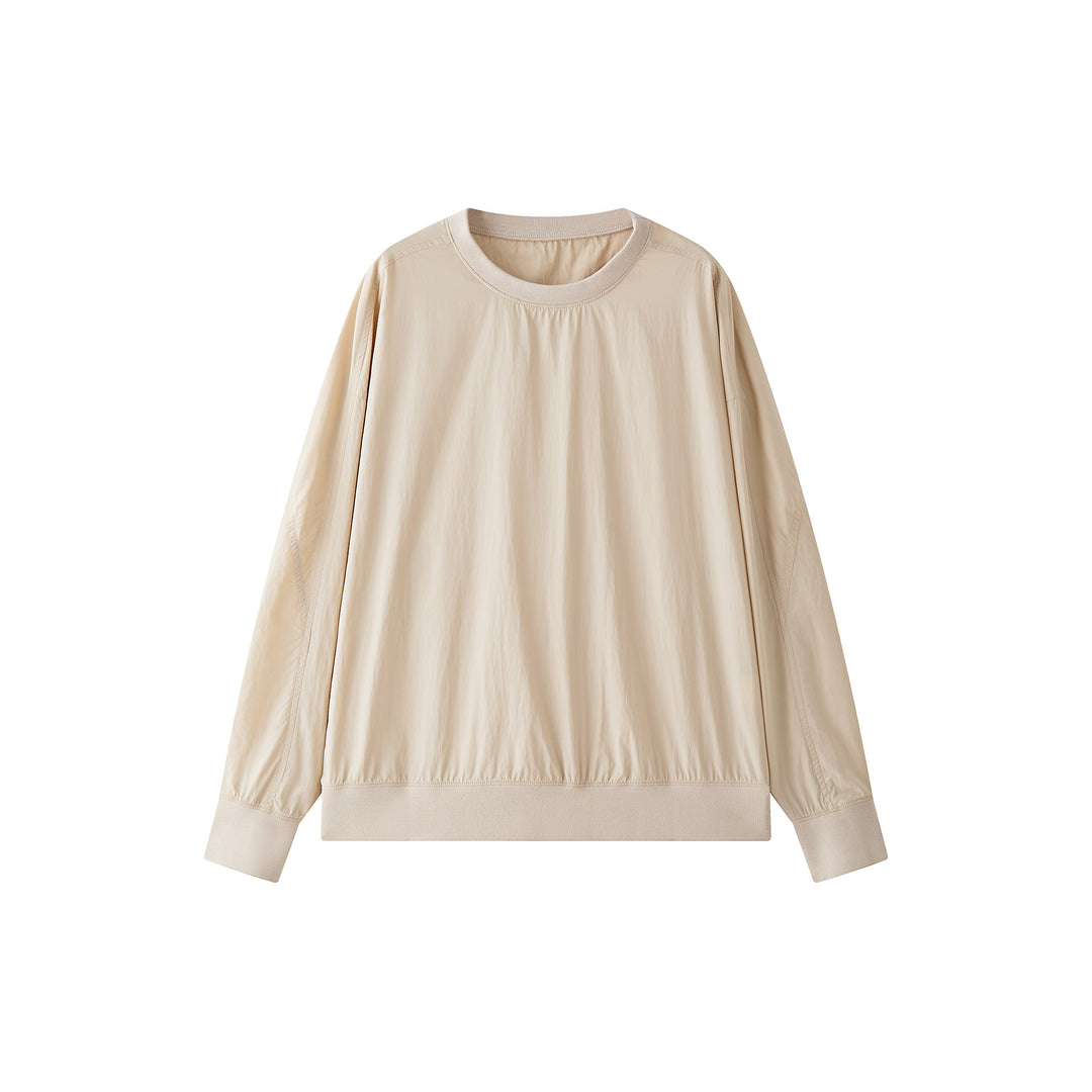 Women's Light Oversized Sweatshirt with Nylon Overlay and Ribbed Cuffs Amarae