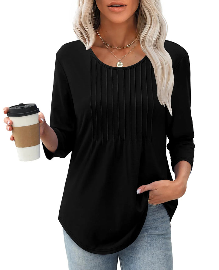 Ladies elegant long sleeve shirt with gathers Lune London