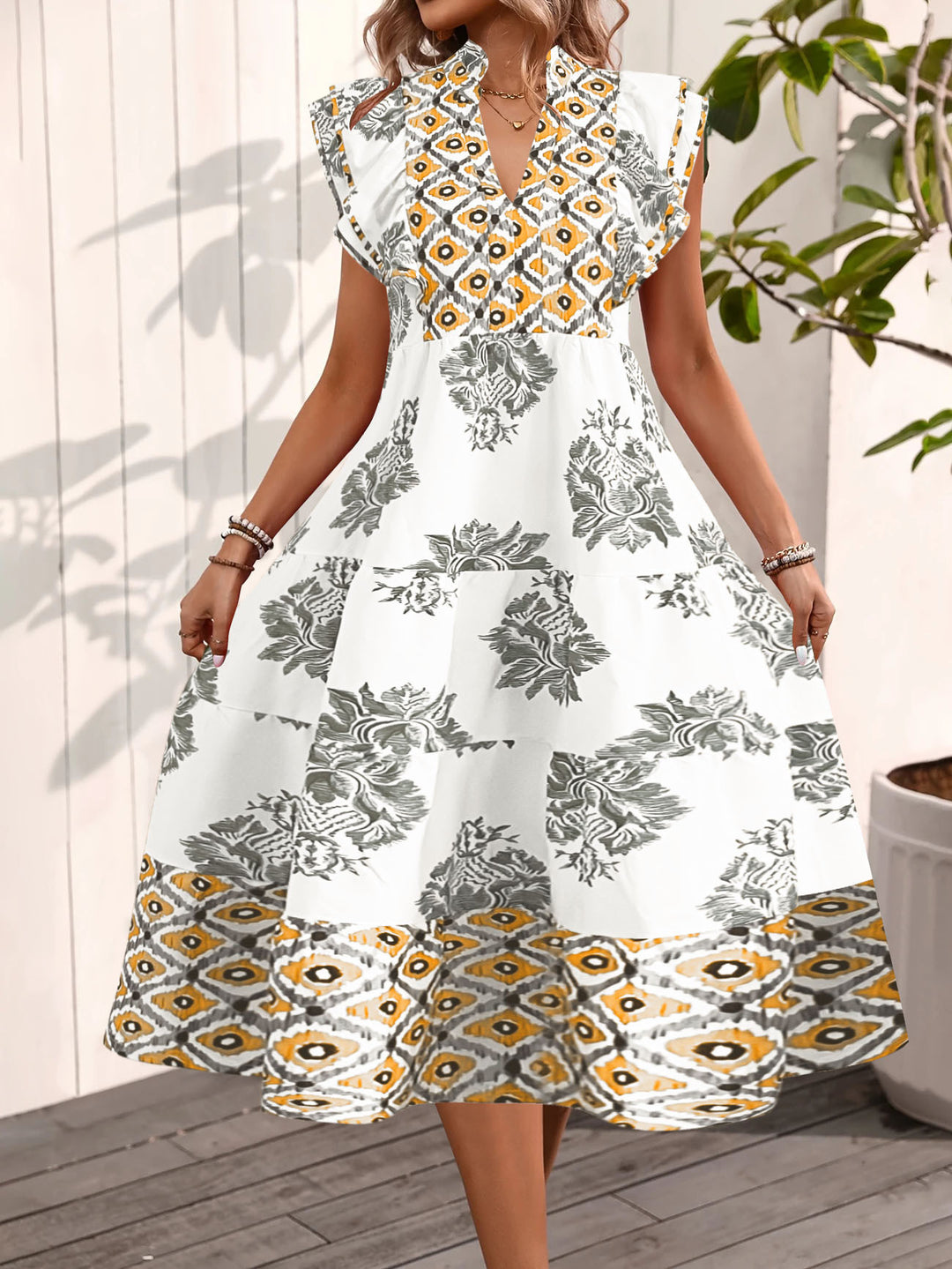 Maxi flower dress for women with short sleeves Lune London