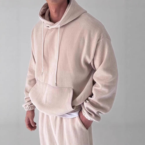 Men's cozy hoodie with ribbed structure and practical kangaroo pocket Amarae