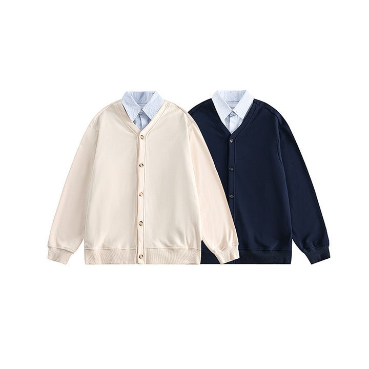 Men's oversized knit cardigan in sweatshirt style with V-neck and button placket Amarae
