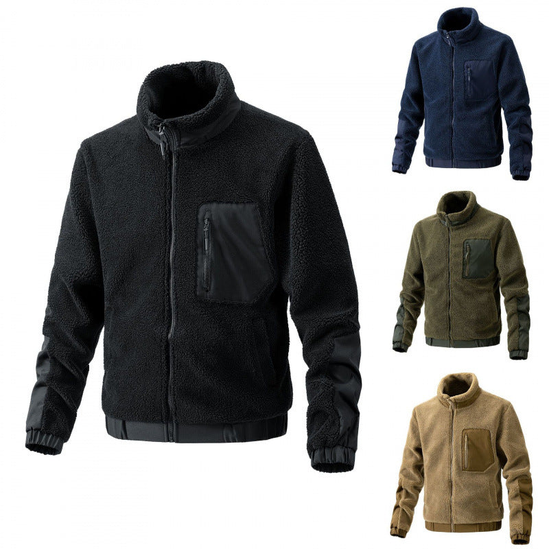 Fleece jacket for men with high collar and side zip pockets Lune London