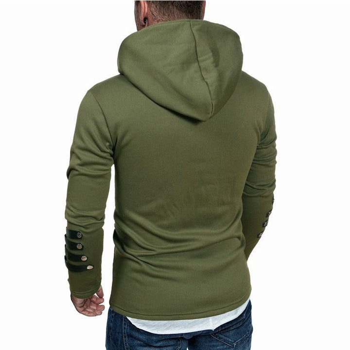 Men's casual hoodie with leather accents Lune London