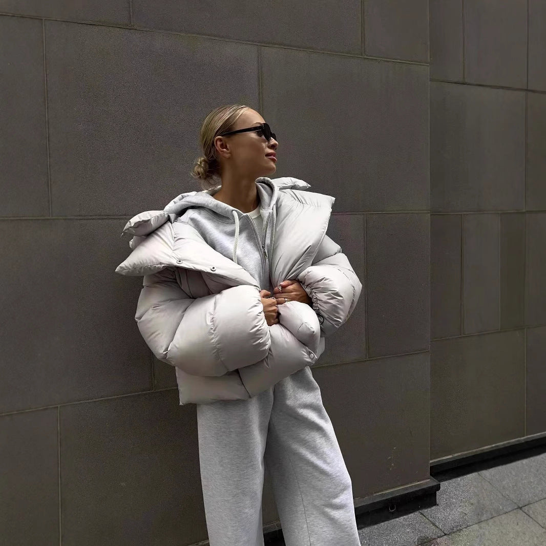 Women's oversized down jacket with high collar and voluminous sleeves Lune London