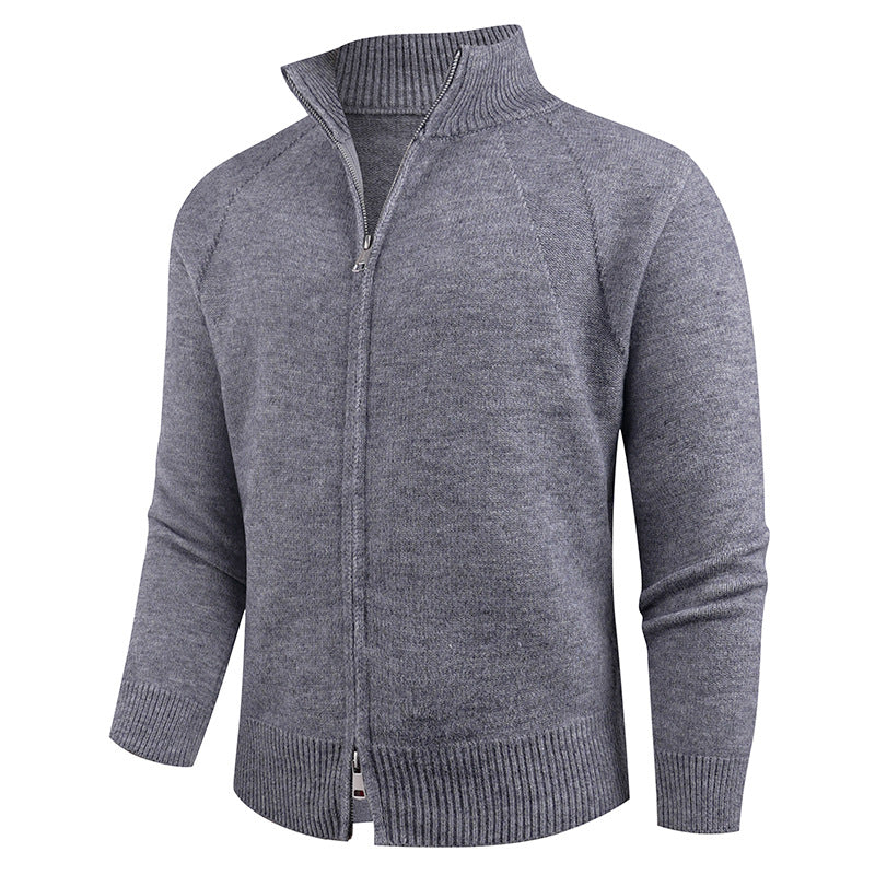High-quality knit jacket for men with modern zip and stand-up collar Lune London