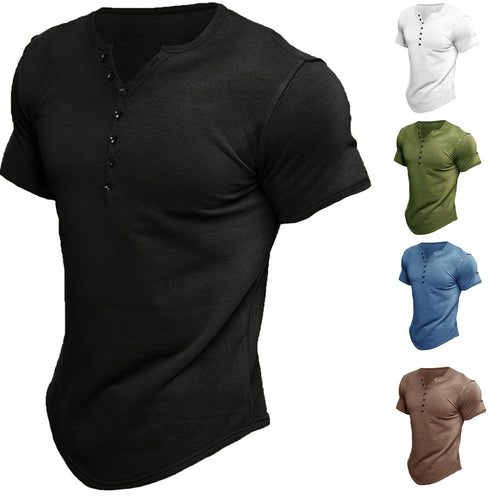 Men's Casual Short Sleeve Henley T-shirt Amarae