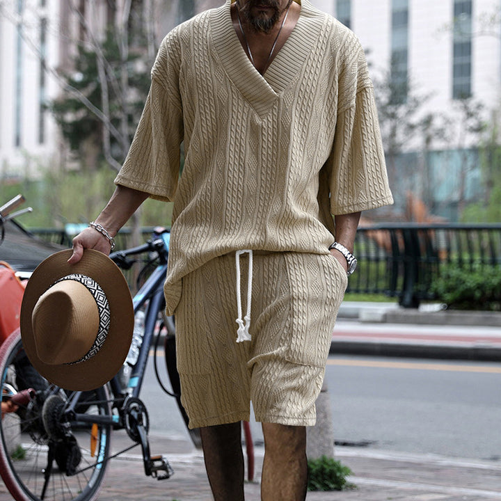 Men's casual knit set with V-neck and loose fit Lune London