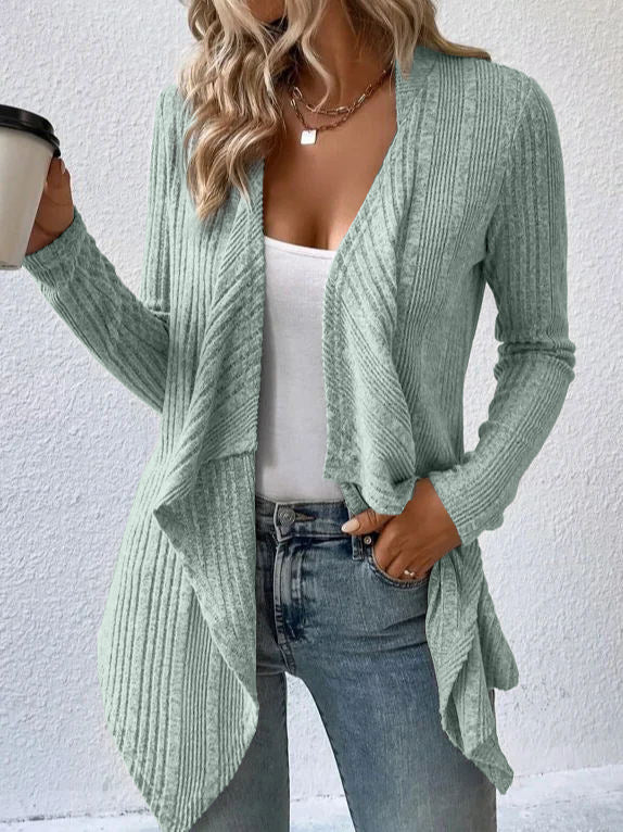 Casual knitted jacket for women with asymmetrical hem Lune London