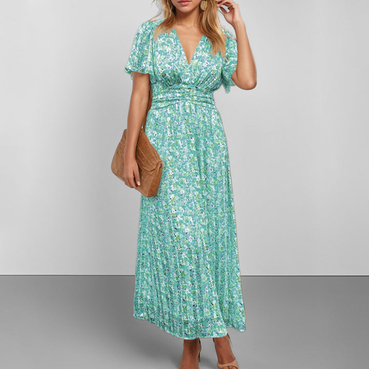 Robe maxi fluide pour femme avec design floral et décolleté en V Chic & Stil