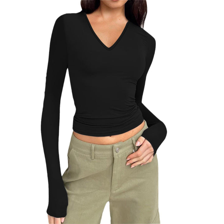 Long sleeve blouse for women with V-neck Lune London