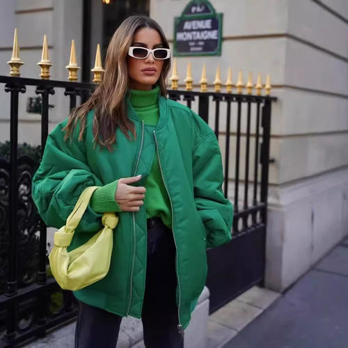 Trendy women's bomber jacket with practical pockets and high collar Amarae