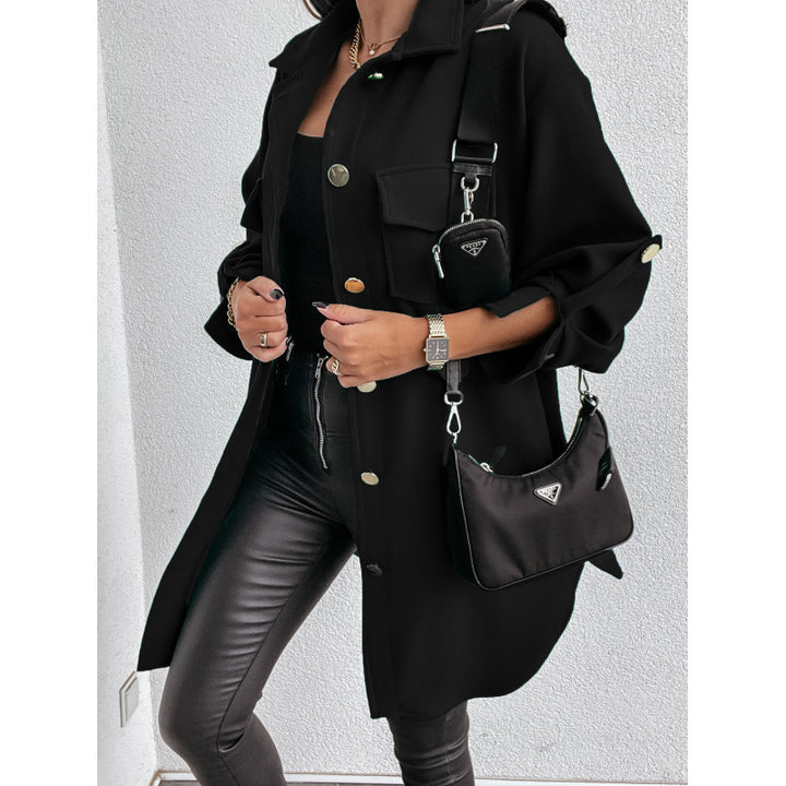 Elegant women's overshirt with practical pockets and snap front Amarae