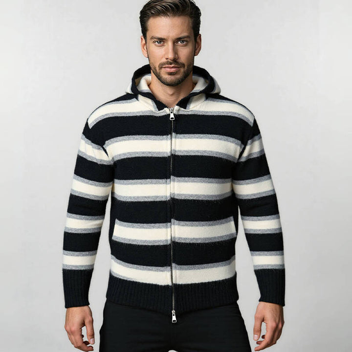 Striped hooded jacket for men in soft material Lune London