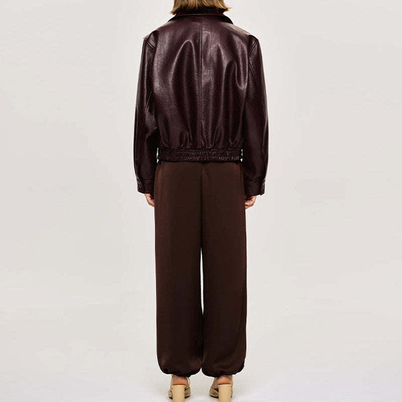 Faux leather jacket for women with a relaxed fit and zipper Lune London