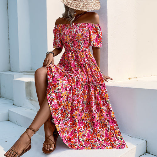 Maxi off-shoulder dress for women with layered ruffle design Amarae
