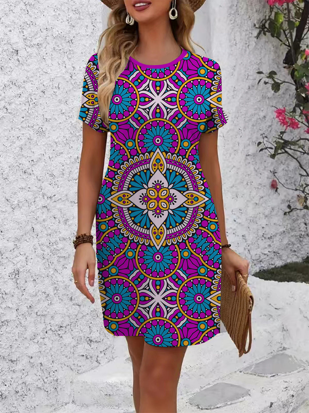 Women colorful mandala dress in casual cut Lune London