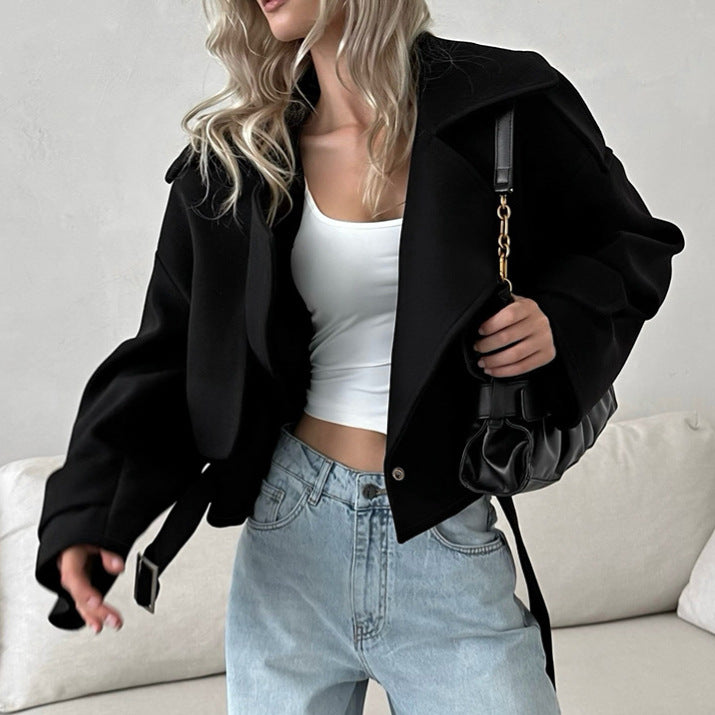 Oversized chiffon jacket for women with double collar Lune London