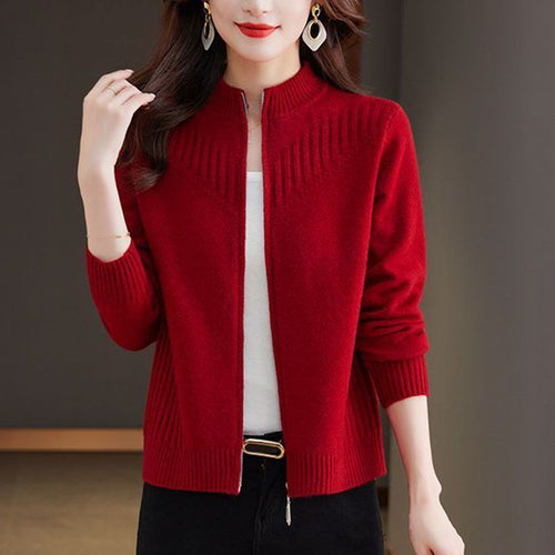Cardigan pour femmes avec col montant et fermeture éclair Chic & Stil