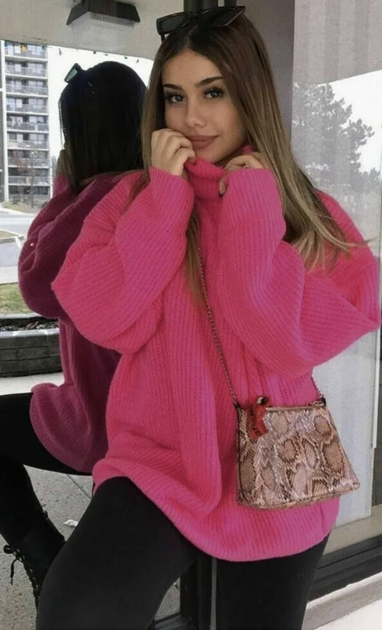 Oversized knitted sweater for women with high collar and relaxed fit Lune London
