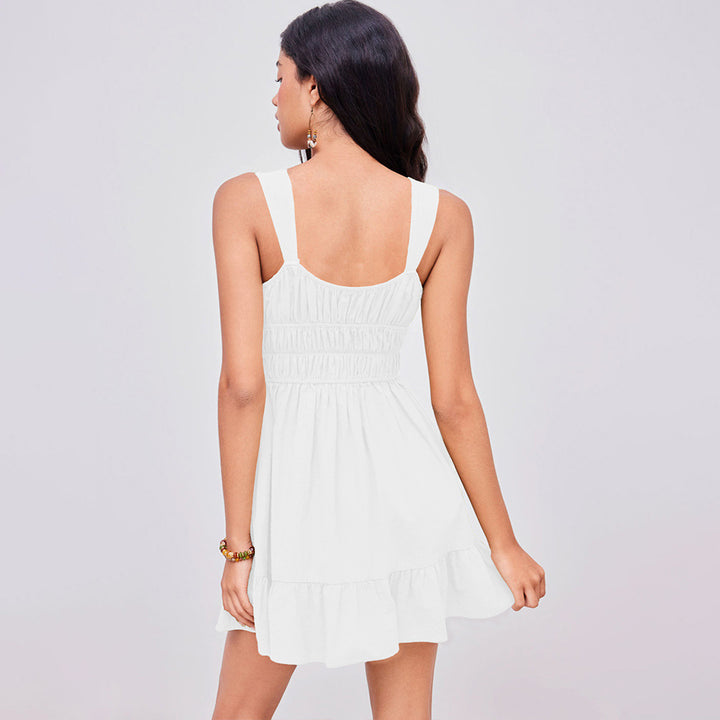 Robe d'été mini pour femmes avec des détails en volants légers et des bretelles ajustables Chic & Stil