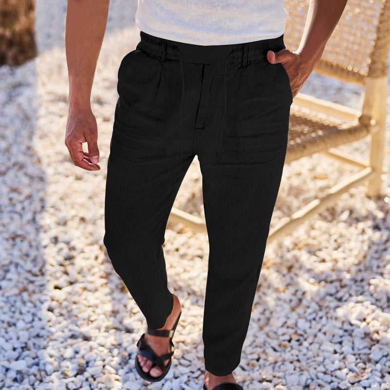 Men's casual pants with elastic waistband and side pockets. Lune London