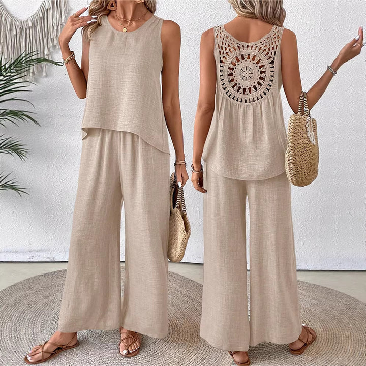 Women's airy summer set with crocheted back and loose fit Lune London