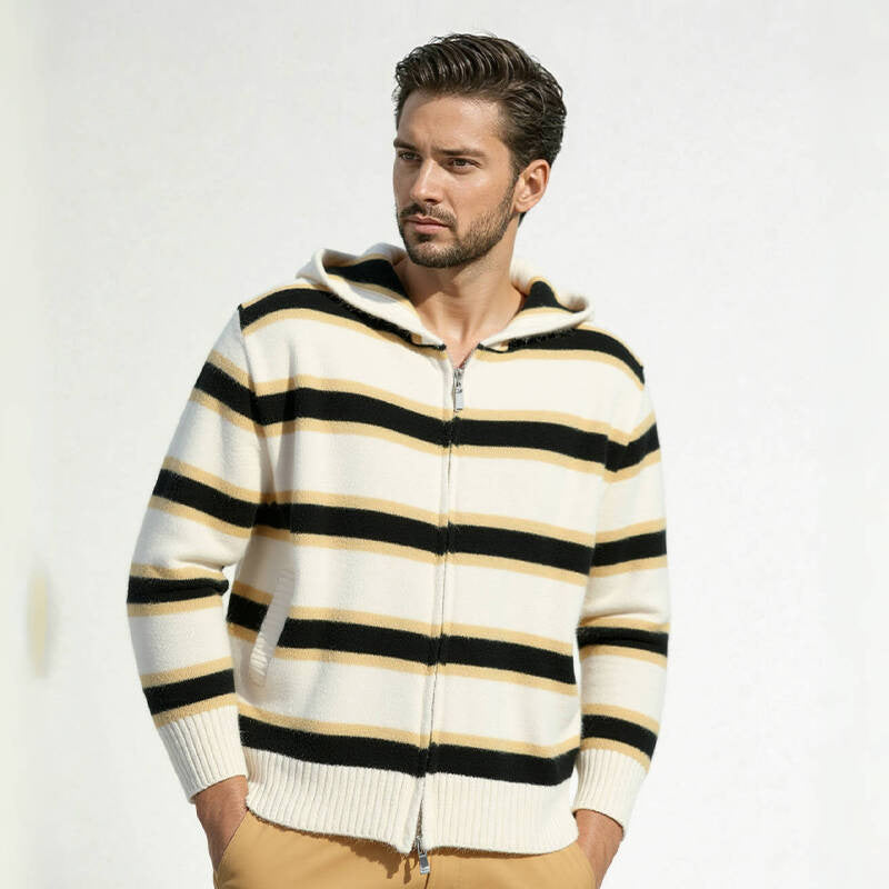Hooded jacket for men with modern stripes and practical pockets Lune London