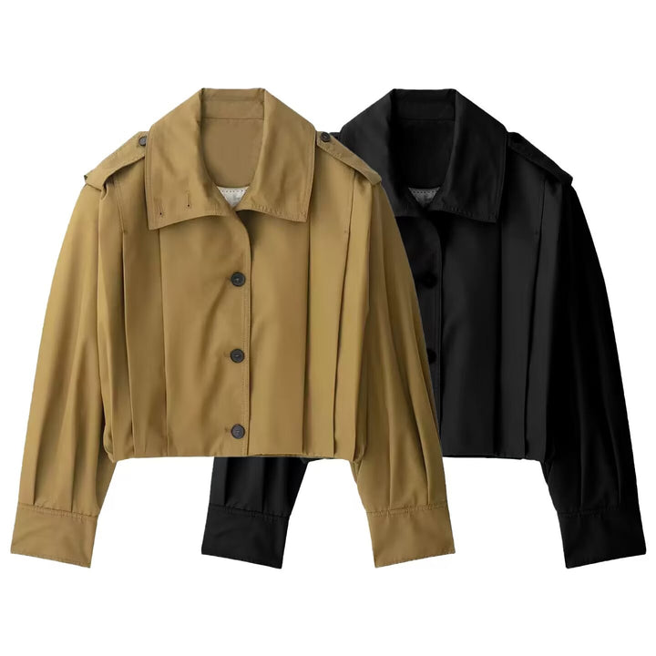 Women's short trench-style jacket with box pleats and boxy silhouette Amarae
