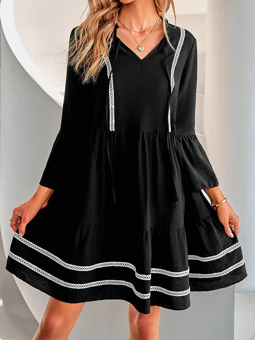 Leisure dress for women with a loose fit and decorative frills Lune London