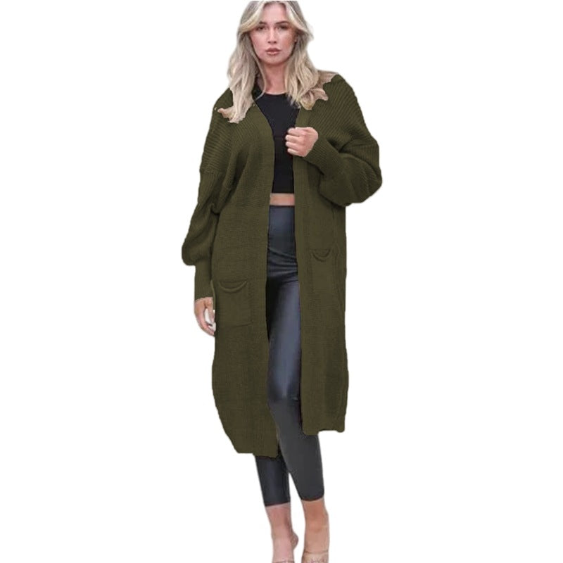Knit cardigan for women with long sleeves featuring an elegant structured design and practical pockets Lune London