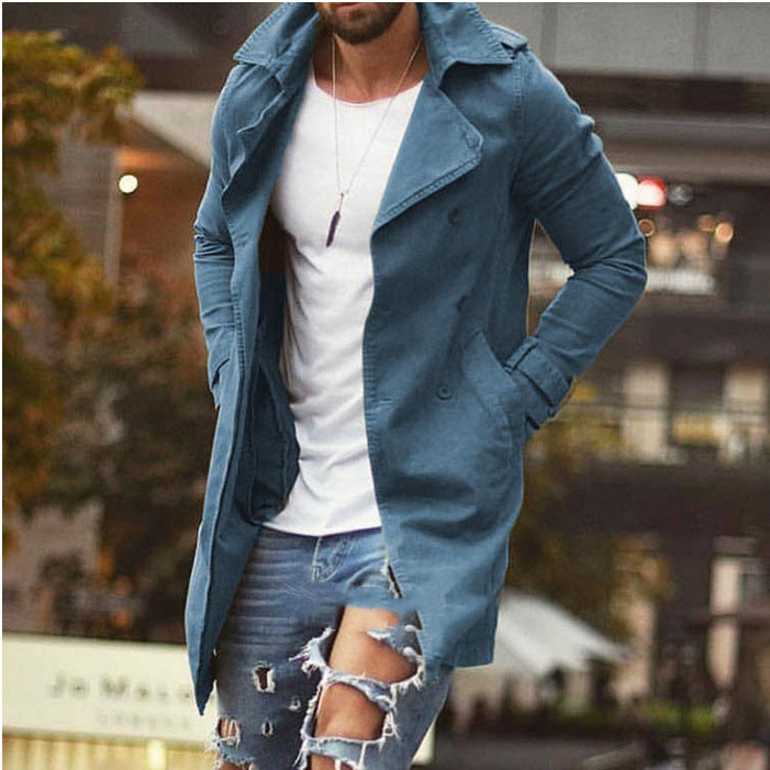 Casual trench coat for men with double-breasted buttons and elegant flap Amarae
