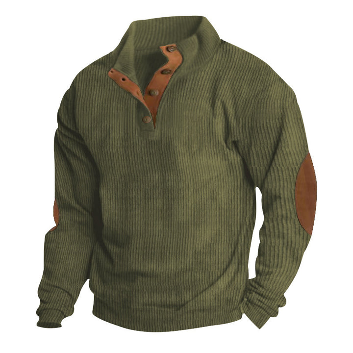 Structured sweater for men with modern leather applications Lune London