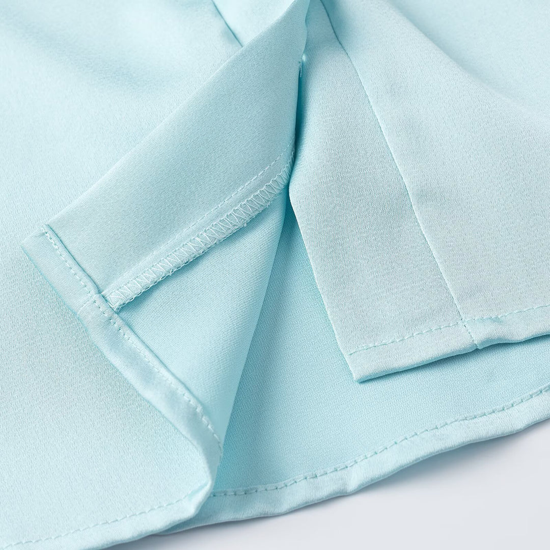 Women's Bow Blouse with Ruffled Front and Ruffled Hem Amarae