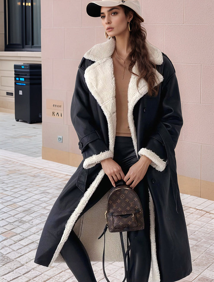 Ladies Oversized Luxurious Coat with Soft Fleece Lining Lune London
