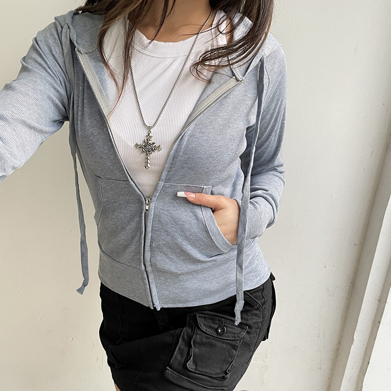 Casual hooded jacket for women with short cut Amarae