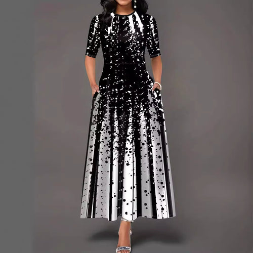 Women Elegant Maxi Dress with an eye-catching pattern and practical pockets Amarae