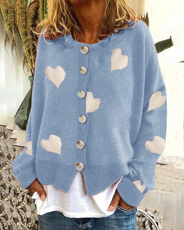 Women's cardigan with heart pattern and button design Lune London
