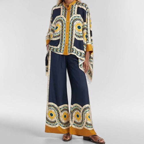 Haut kaftan floral pour femme avec détail de bouton Chic & Stil
