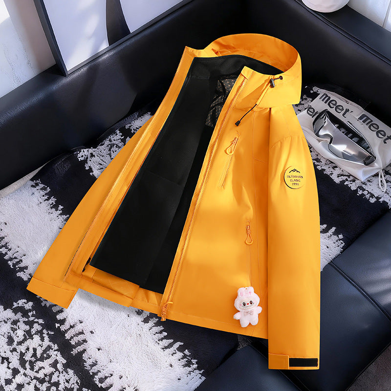 Women Lightweight Waterproof Hooded Jacket with Teddy Charm and Concealed Zipper Pockets Amarae