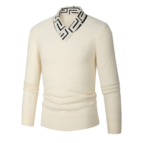 Fashionable men's sweater with an elegant high collar and a textured design Amarae