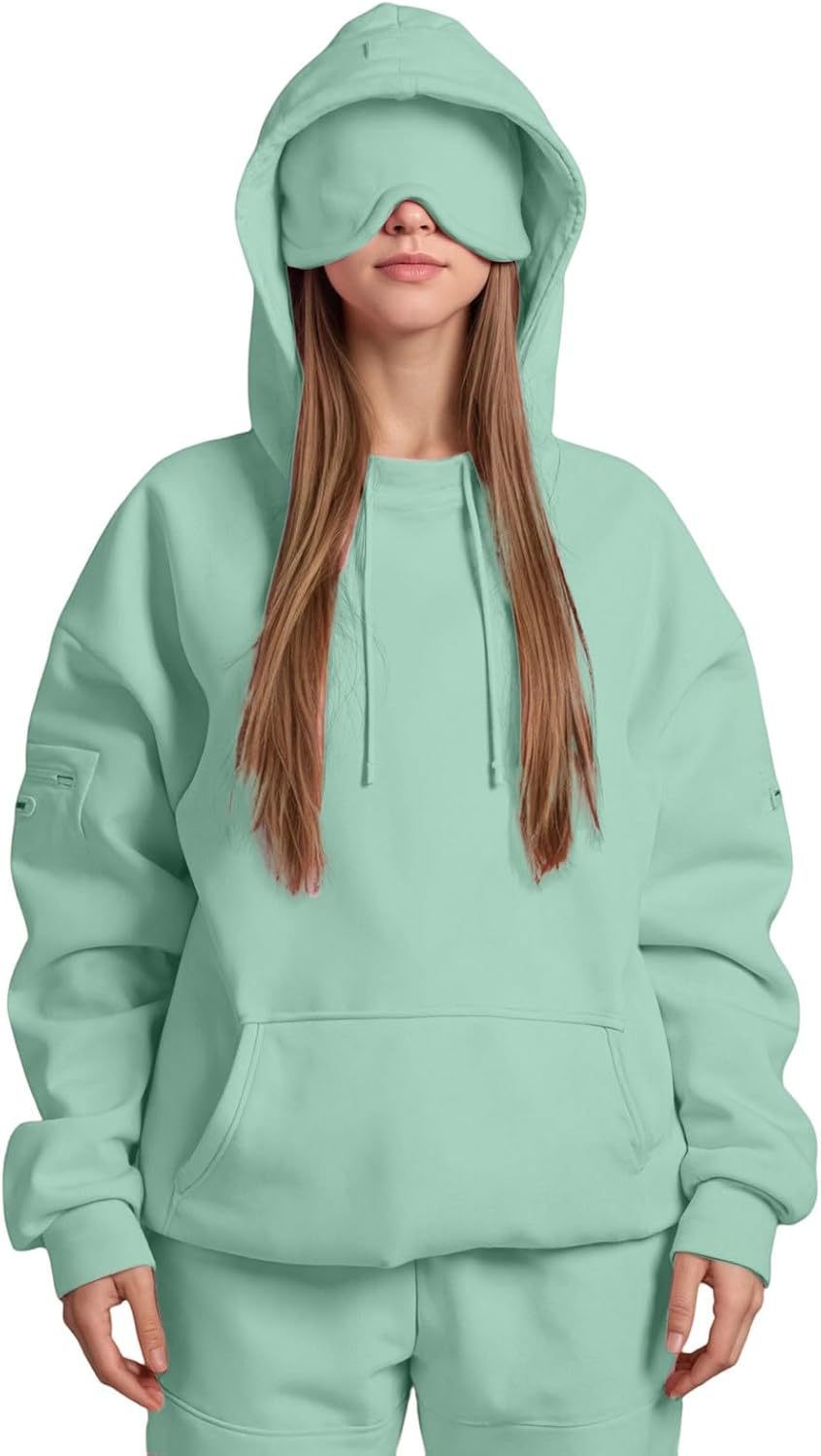 Ladies oversized hoodie with integrated sleep mask design Amarae