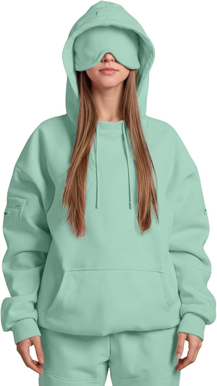 Ladies oversized hoodie with integrated sleep mask design Amarae