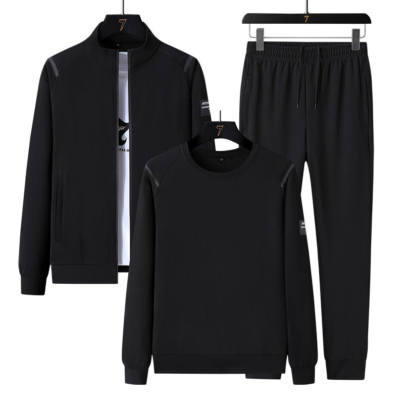 Men's sporty tracksuit set with zip jacket, round neck sweatshirt and slim fit jogging pants Amarae